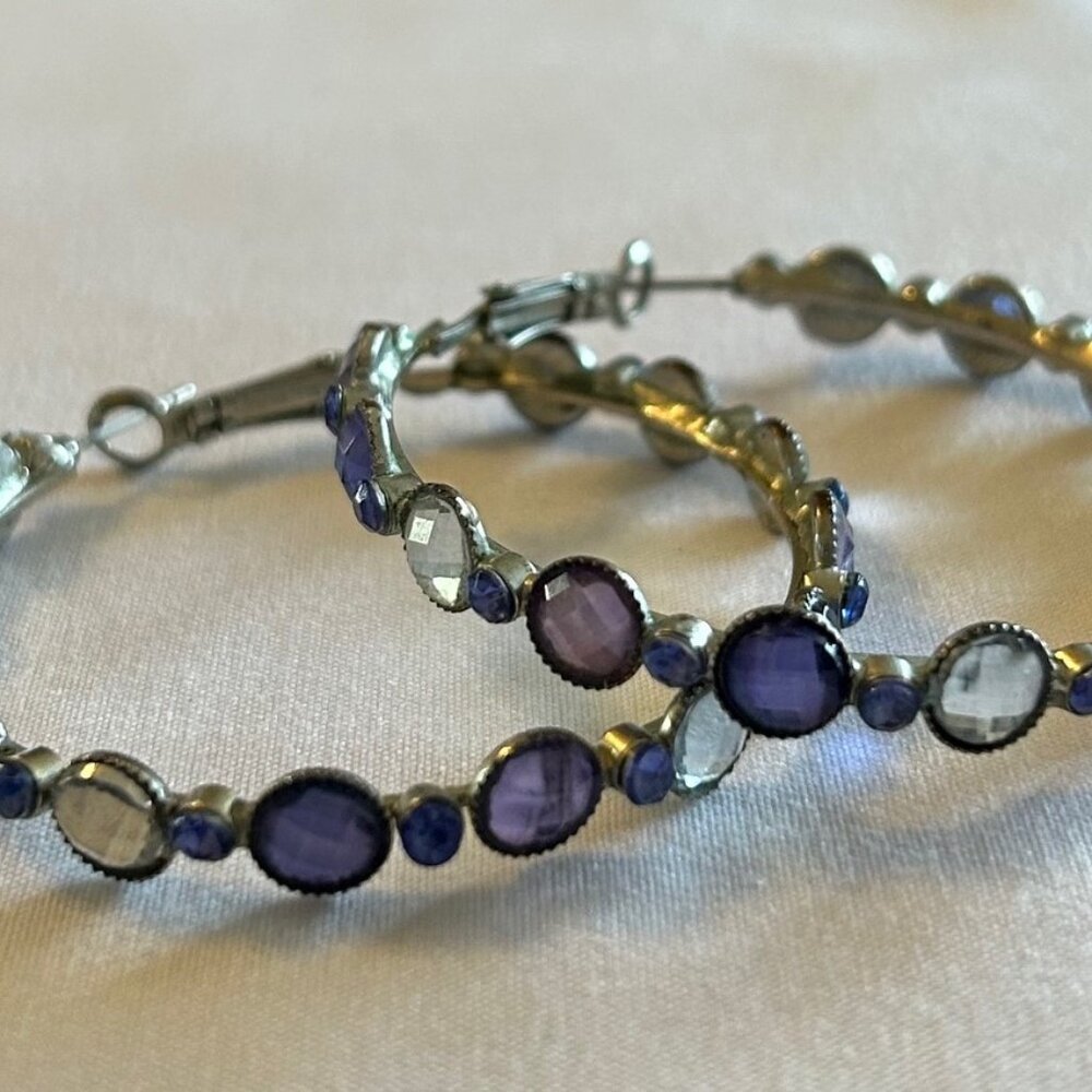 Hoop Earrings- purple 'stones'